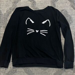 Black Cat Face Sweatshirt
